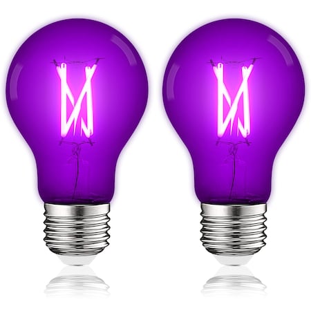 Luxrite A19 LED Edison Purple Light Bulbs 4.5W 60W Equivalent Clear Glass E26 Base, 2PK LR21721-2PK
